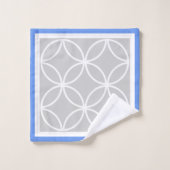 Motif géométrique bleu gris et blanc (Gant de toilette)