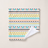 Motif géométrique bleu or inspiré Aztec (Gant de toilette)