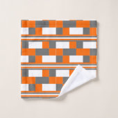 Motif géométrique carré Gris orange (Gant de toilette)