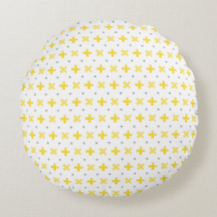Motif géométrique Coussin rond jaune et gris