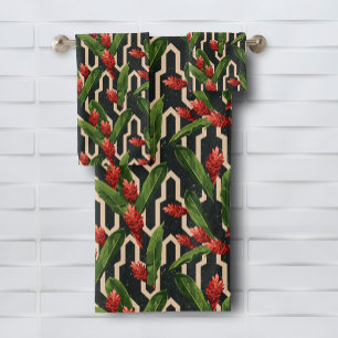 Motif géométrique de gingembre à Feuilles tropi