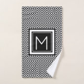 Motif géométrique en noir blanc monogramme (Serviette à main)