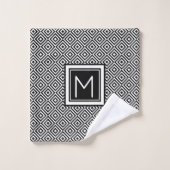 Motif géométrique en noir blanc monogramme (Gant de toilette)