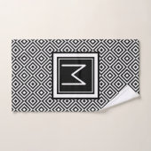 Motif géométrique en noir blanc monogramme (Serviette à main)