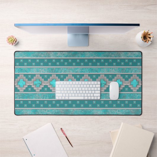 Motif géométrique en pierre turquoise du sud-ouest (Bureau 1)