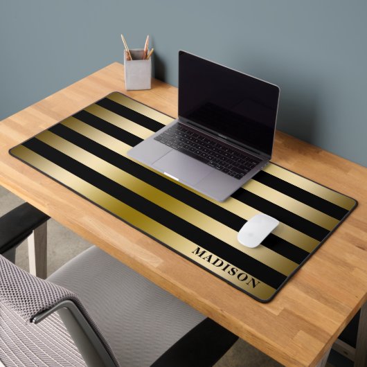 Motif géométrique Faux Gold & Black Stripes (Bureau 2)