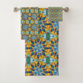 Motif géométrique fractal bleu et jaune (En situation)