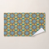 Motif géométrique fractal bleu et jaune (Serviette à main)
