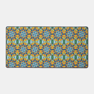Motif géométrique fractal bleu et jaune