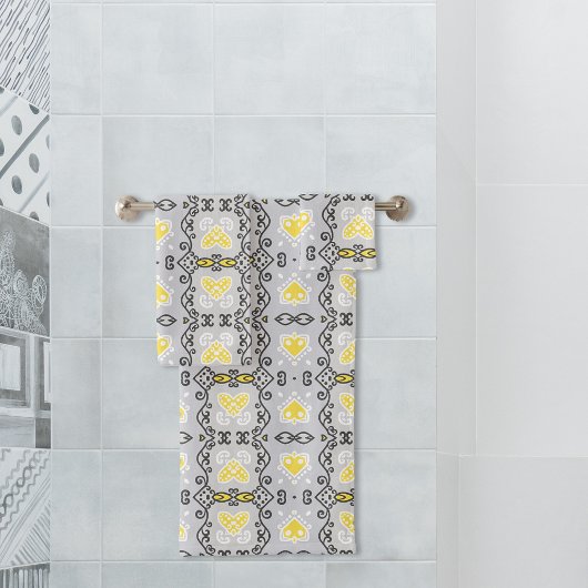 Motif géométrique gris jaune blanc Arabesque