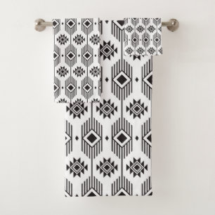 Motif géométrique ikat noir et blanc