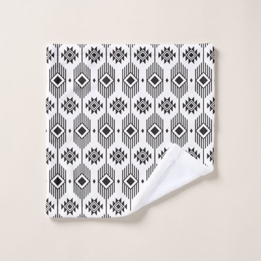 Motif géométrique ikat noir et blanc (Gant de toilette)