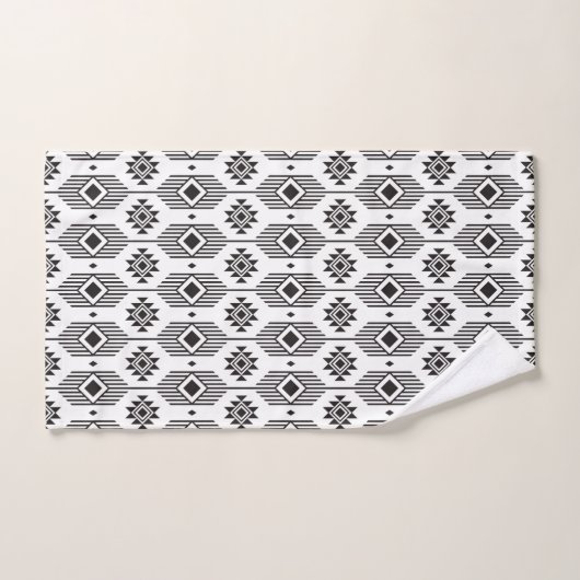Motif géométrique ikat noir et blanc (Serviette à main)
