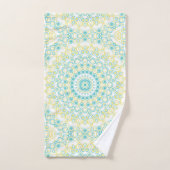 Motif géométrique mandala sarcelle et jaune (Serviette à main)