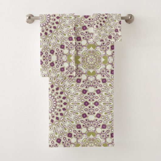 Motif géométrique mandala violet et olive (En situation)