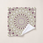 Motif géométrique mandala violet et olive (Gant de toilette)