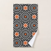 Motif géométrique marocain noir blanc orange (Serviette à main)