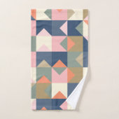 Motif géométrique mignon en marine et corail (Serviette à main)