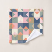 Motif géométrique mignon en marine et corail (Gant de toilette)