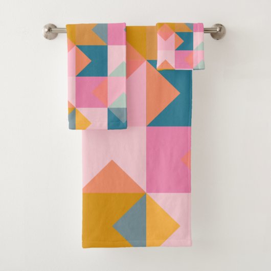 Motif géométrique mignon en rose Turquoise et jaun (En situation)