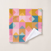 Motif géométrique mignon en rose Turquoise et jaun (Gant de toilette)