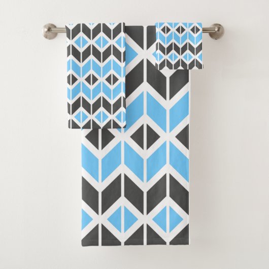 Motif géométrique moderne Blue Grey Herringbone (En situation)