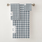 Motif géométrique moderne Monogramme | bleu ardois (En situation)