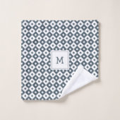 Motif géométrique moderne Monogramme | bleu ardois (Gant de toilette)
