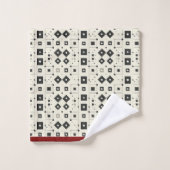 Motif géométrique moderne noir blanc rouge (Gant de toilette)