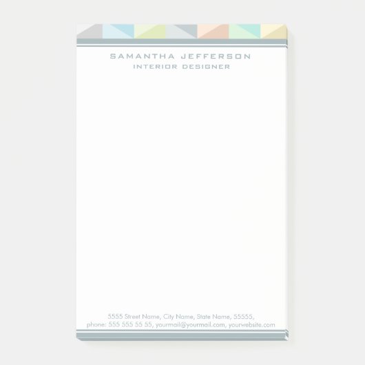 Motif géométrique moderne Post-it® Notes 4 x 6 (Devant)