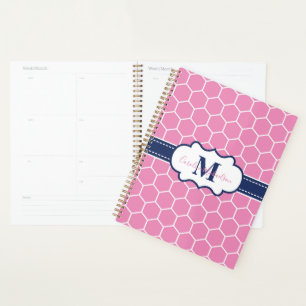 Motif géométrique moderne rose et marine