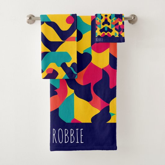 Motif géométrique moderne twitch jaune bleu rose (En situation)