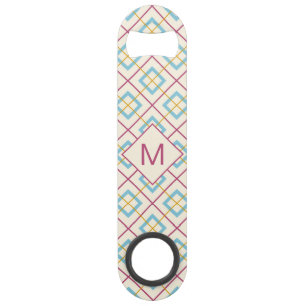 Motif Géométrique Monogramme Rose et Bleu Pastel