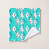 Motif géométrique néo-turquoise. (Gant de toilette)
