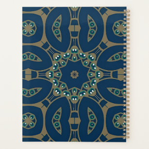 Motif géométrique octogonal bleu marine et or