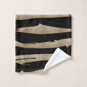 motif géométrique preppy bandes noir et or (Gant de toilette)