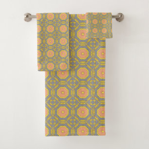 motif géométrique répétitif avec orange et jaune