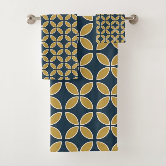 Motif Géométrique Rétro Navy, Moutarde (En situation)