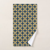 Motif Géométrique Rétro Navy, Moutarde (Serviette à main)