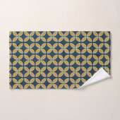 Motif Géométrique Rétro Navy, Moutarde (Serviette à main)