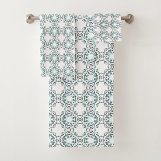 Motif géométrique sarcelle et blanc  (En situation)