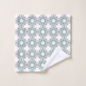 Motif géométrique sarcelle et blanc  (Gant de toilette)