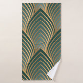 Motif géométrique transparent avec c doré et vert (Serviette de bain)