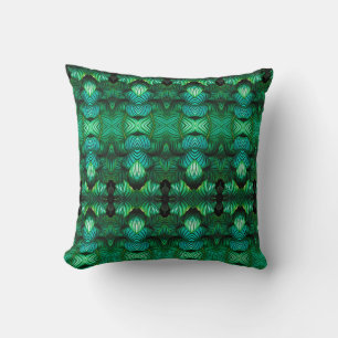 Motif géométrique tropical feuille vert coussin