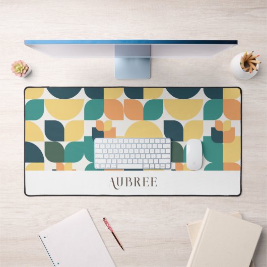 Motif géométrique Turquoise et jaune tendance (Bureau 1)