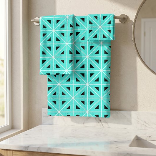 Motif géométrique Turquoise noir & blanc chic