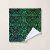 Motif géométrique vert / Impression indienne (Gant de toilette)