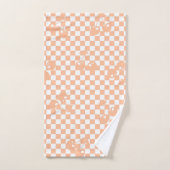 Motif Gingham Cerise Fuzz pêche (Serviette à main)