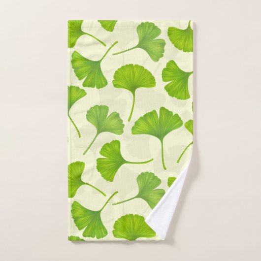 Motif Ginkgo sur blanc (Serviette à main)
