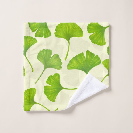 Motif Ginkgo sur blanc (Gant de toilette)